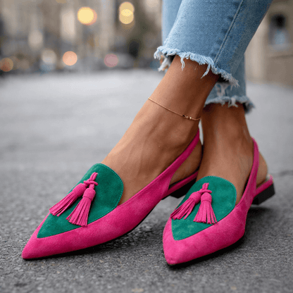 The Margaux™ | Suede Pointed Slingback Flats