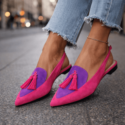 The Margaux™ | Suede Pointed Slingback Flats