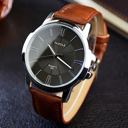 Claudio™ | Luxury Blue Glass Leather Watch
