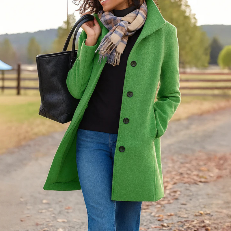 Women's Classic Button-Front Coat, Straight Cut | Warm & Wearable Everyday Layer | 9 Colorways | S–3XL