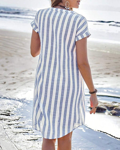 Pamela™ – Elegant Striped Flow Dress