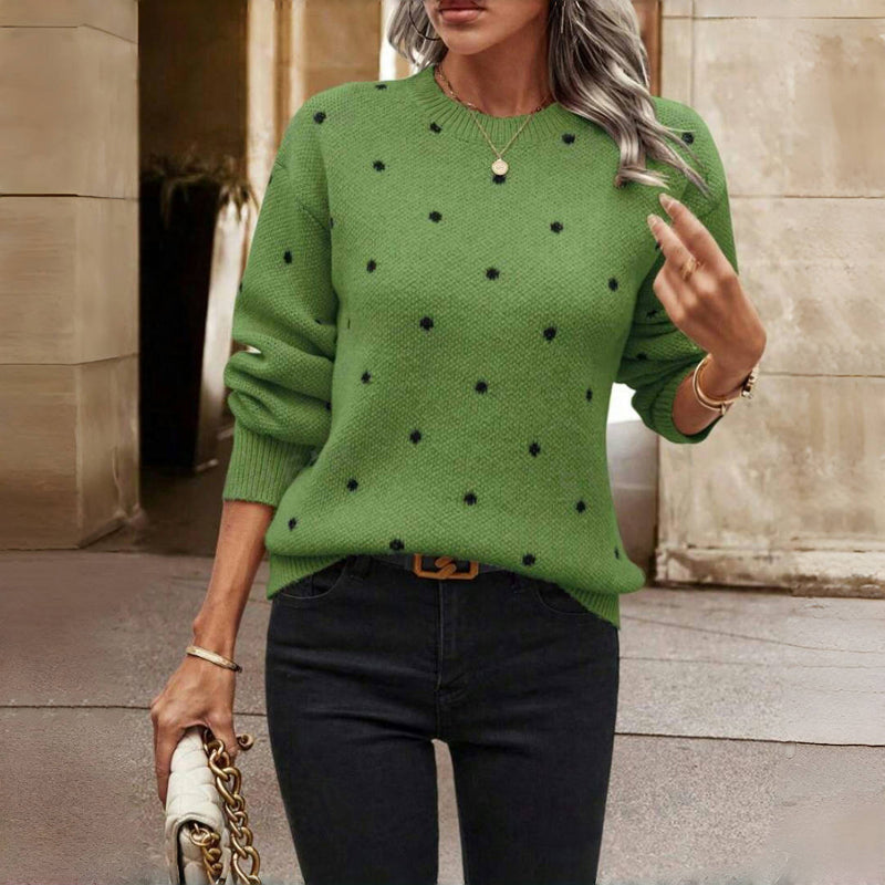 Women's Cozy Dot-Print Sweater, Relaxed Fit | Delicate Dotted Pattern, Soft Breathable Knit | 4 Colorways | S–XL