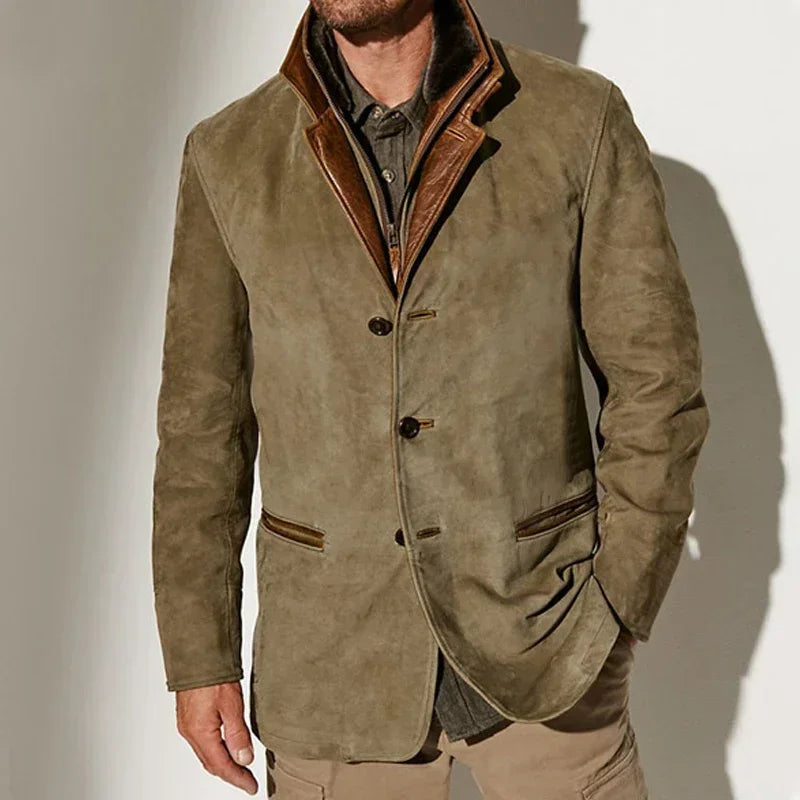 Men's Vegan Suede Coat, Vintage-Cut | Three-Button Front, Contrast Lapel Lining | 5 Colorways | S–XXL