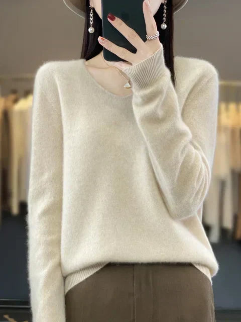 Vespera | Women's Relaxed Fit V-Neck Sweater — Soft Everyday Pullover in 12 Colors | Westmere