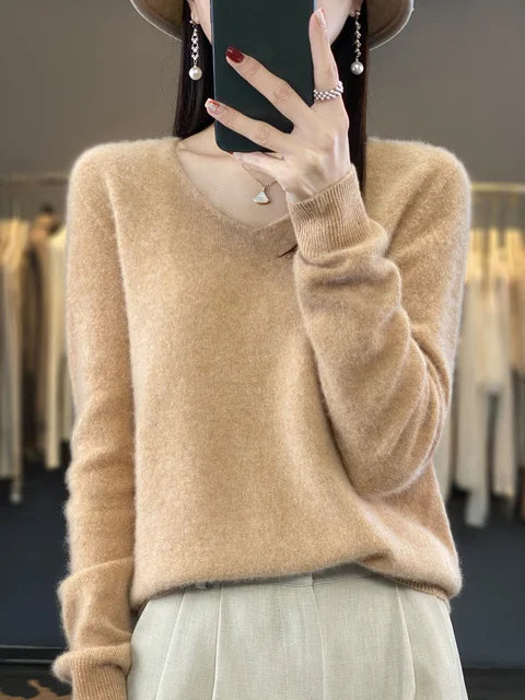 Vespera | Women's Relaxed Fit V-Neck Sweater — Soft Everyday Pullover in 12 Colors | Westmere