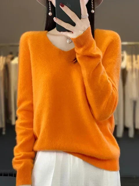 Vespera | Women's Relaxed Fit V-Neck Sweater — Soft Everyday Pullover in 12 Colors | Westmere
