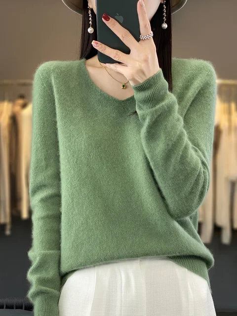 Vespera | Women's Relaxed Fit V-Neck Sweater — Soft Everyday Pullover in 12 Colors | Westmere