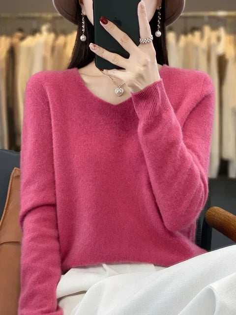 Vespera | Women's Relaxed Fit V-Neck Sweater — Soft Everyday Pullover in 12 Colors | Westmere