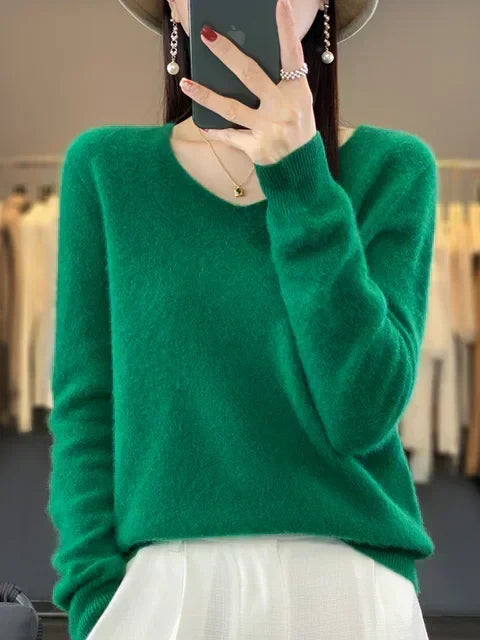 Vespera | Women's Relaxed Fit V-Neck Sweater — Soft Everyday Pullover in 12 Colors | Westmere