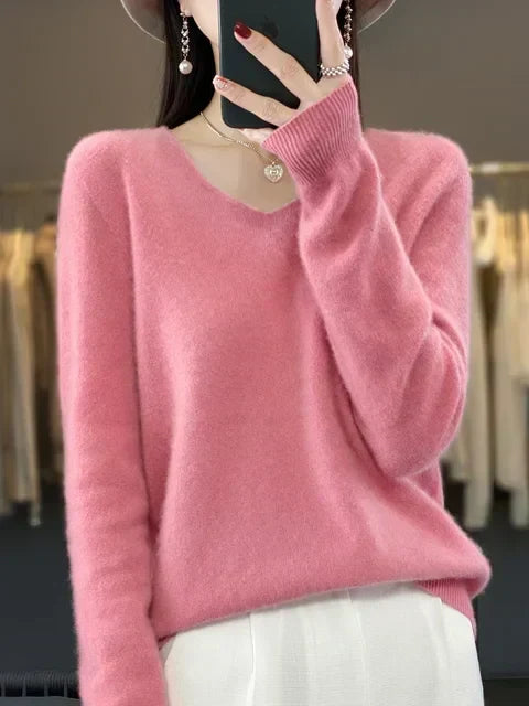 Vespera | Women's Relaxed Fit V-Neck Sweater — Soft Everyday Pullover in 12 Colors | Westmere
