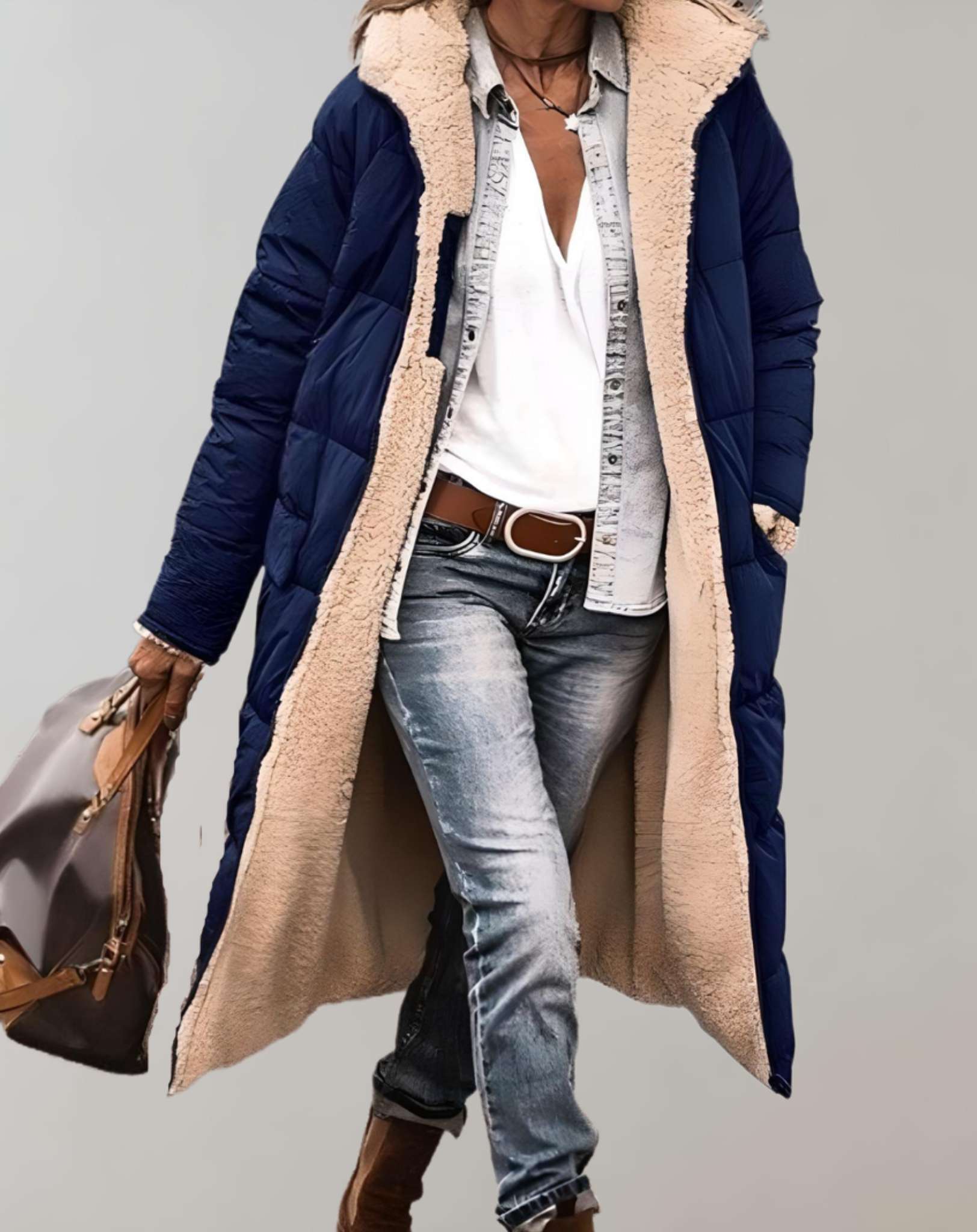 Relaxed Fit Quilted Hooded Full-Length Puffer Coat for Women – Cozy Warmth & Practicality