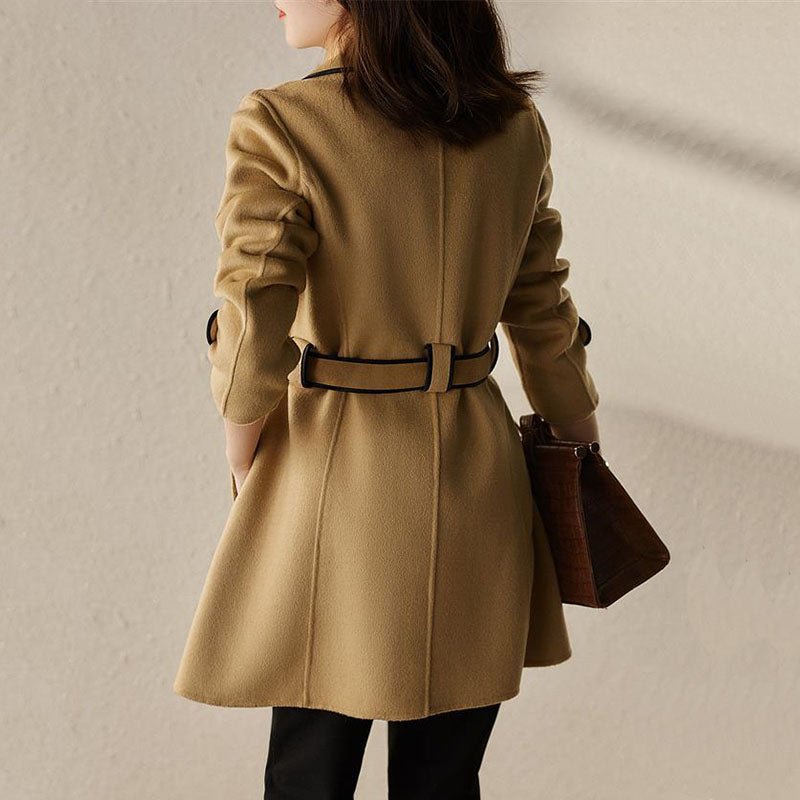 Madison Womens A-Line Wool Blend Coat with Belt