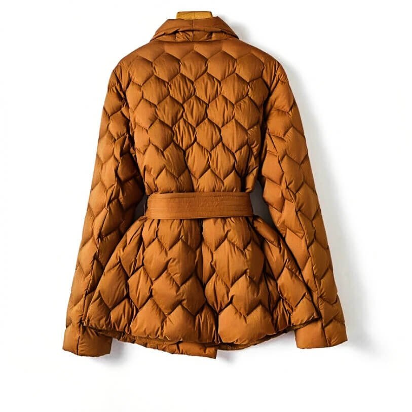 Isabella Womens Quilted Down Coat with Belt
