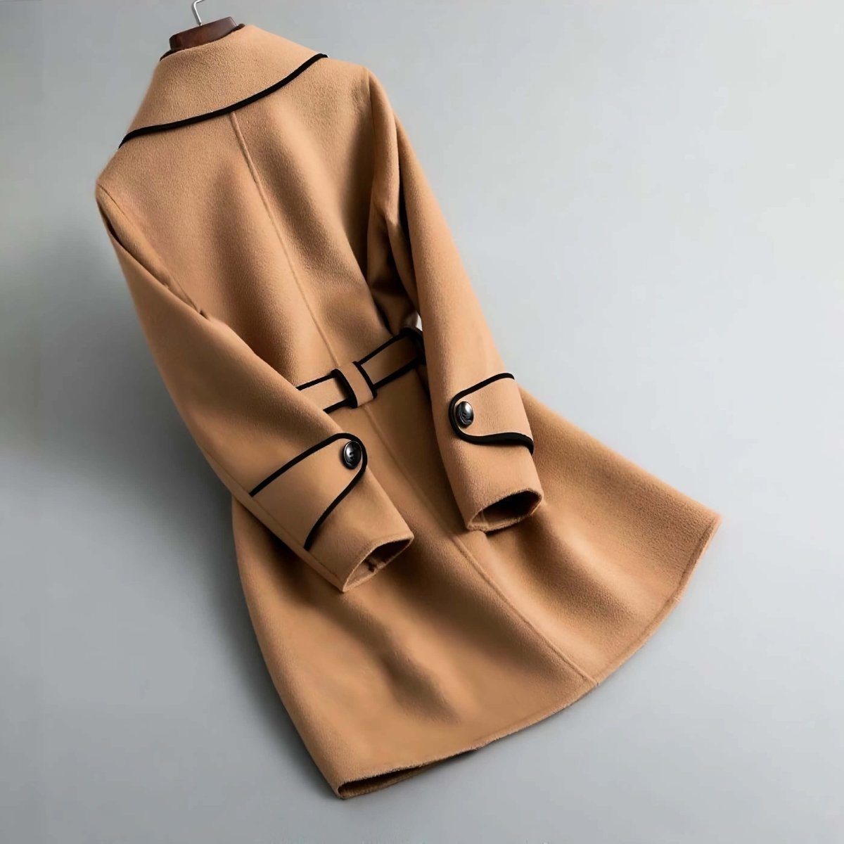 Madison Womens A-Line Wool Blend Coat with Belt