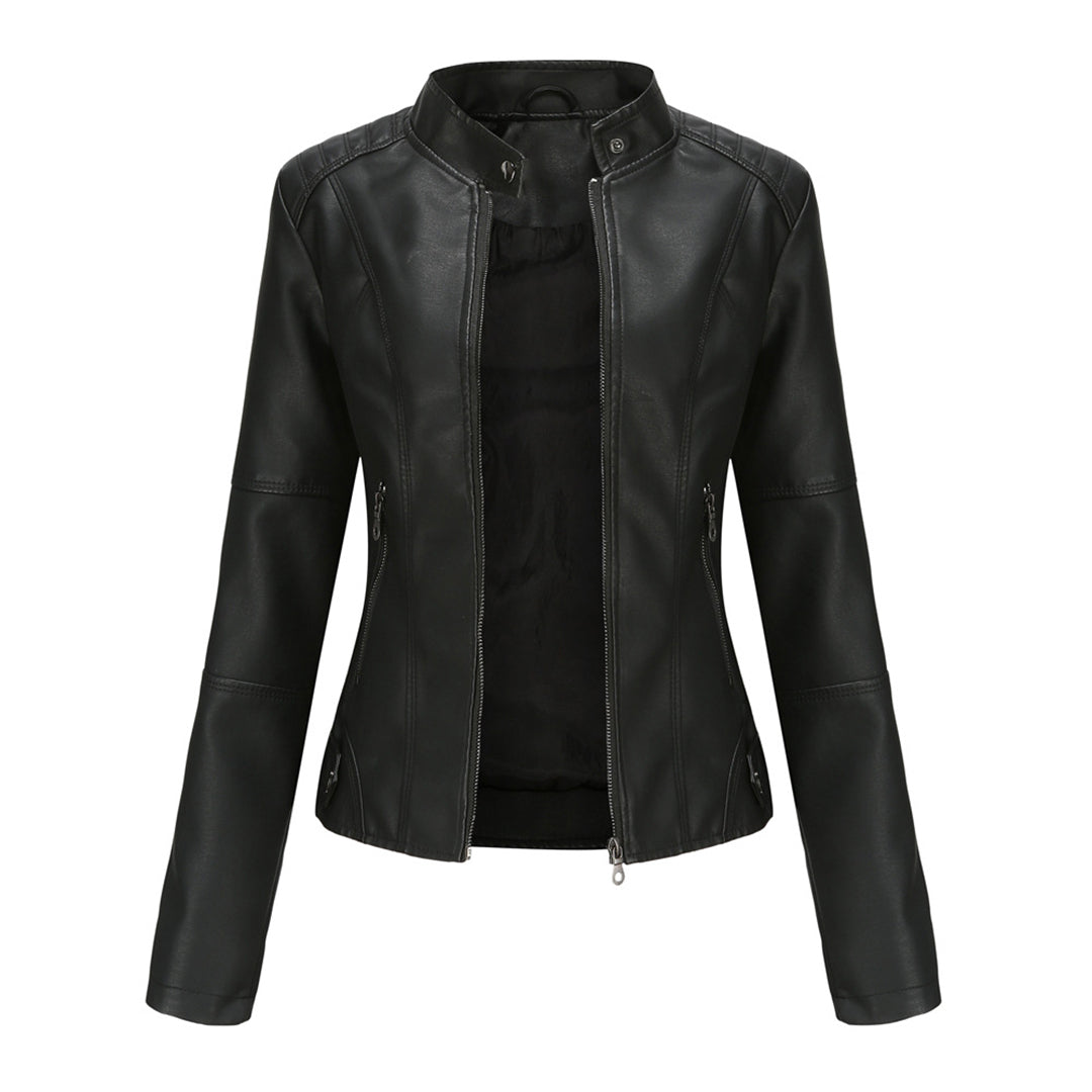 Women's Sleek Modern Jacket | Asymmetrical Zip, Adjustable Collar, Metallic Accents | 6 Colorways | S–3XL