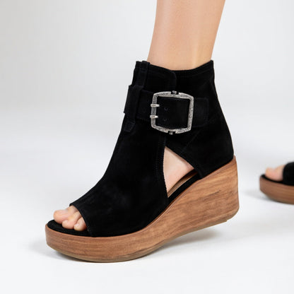 Elisse™ — Open-toe Wedge Booties in Modern Style