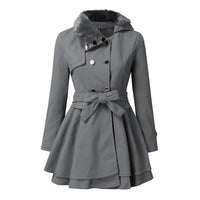 Claudia | Womens Belted Trench Coat with Faux Fur Collar | Faux Fur Cuffs, Tailored Fit | Beige, Black and More 2XS-3XL