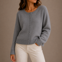 Tiffany | Womens Knit Cardigan Sweater | Button-Up Front, Round Neck, Relaxed Fit | Gray, Black and More XS-XL