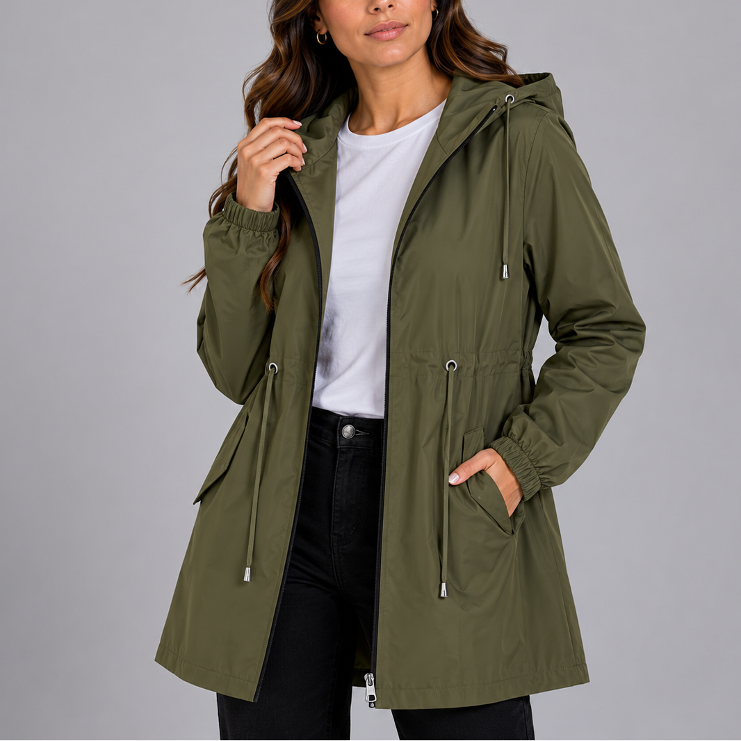 Melissa Womens Waterproof Rain Coat with Hood in Green