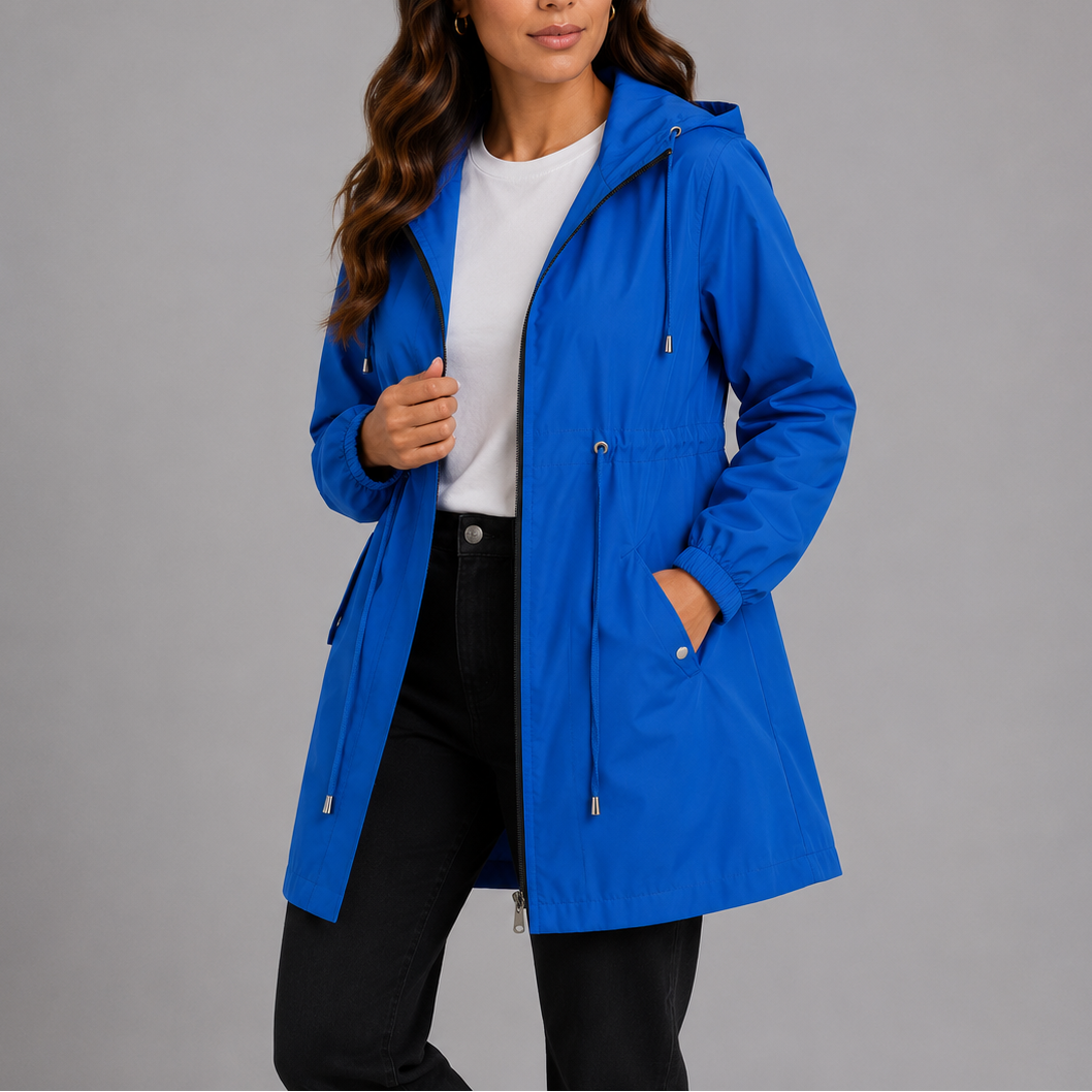 Melissa Womens Waterproof Rain Coat with Hood in Blue