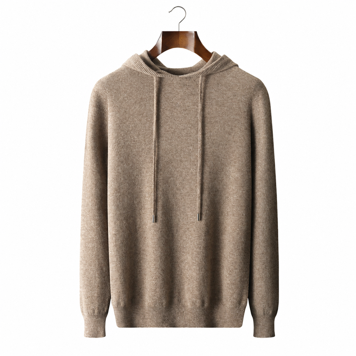 Drew Mens Cashmere Hooded Sweater in Camel