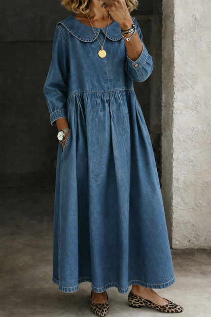 Ehra™ | Peter Pan Collar Denim Dress