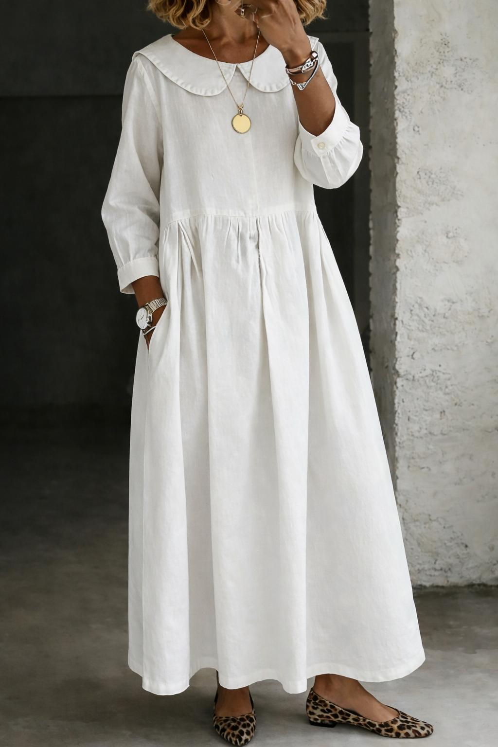 Ehra™ | Peter Pan Collar Denim Dress