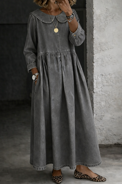 Ehra™ | Peter Pan Collar Denim Dress
