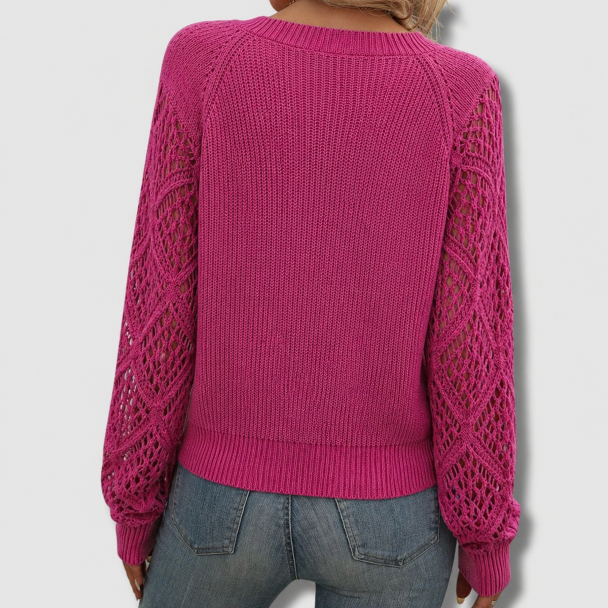 Women's V-Neck Sweater, Flattering Silhouette | Elongating Neckline, Soft-Touch Layer | Pink, White or Black | S–XL