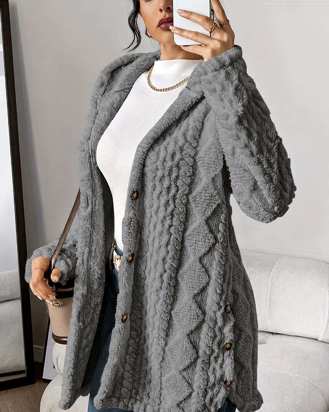 Women's Plush Hooded Cardigan, Ultra-Soft Layer | Roomy Hood, Relaxed Draped Everyday Fit | 8 Colorways | S–2XL
