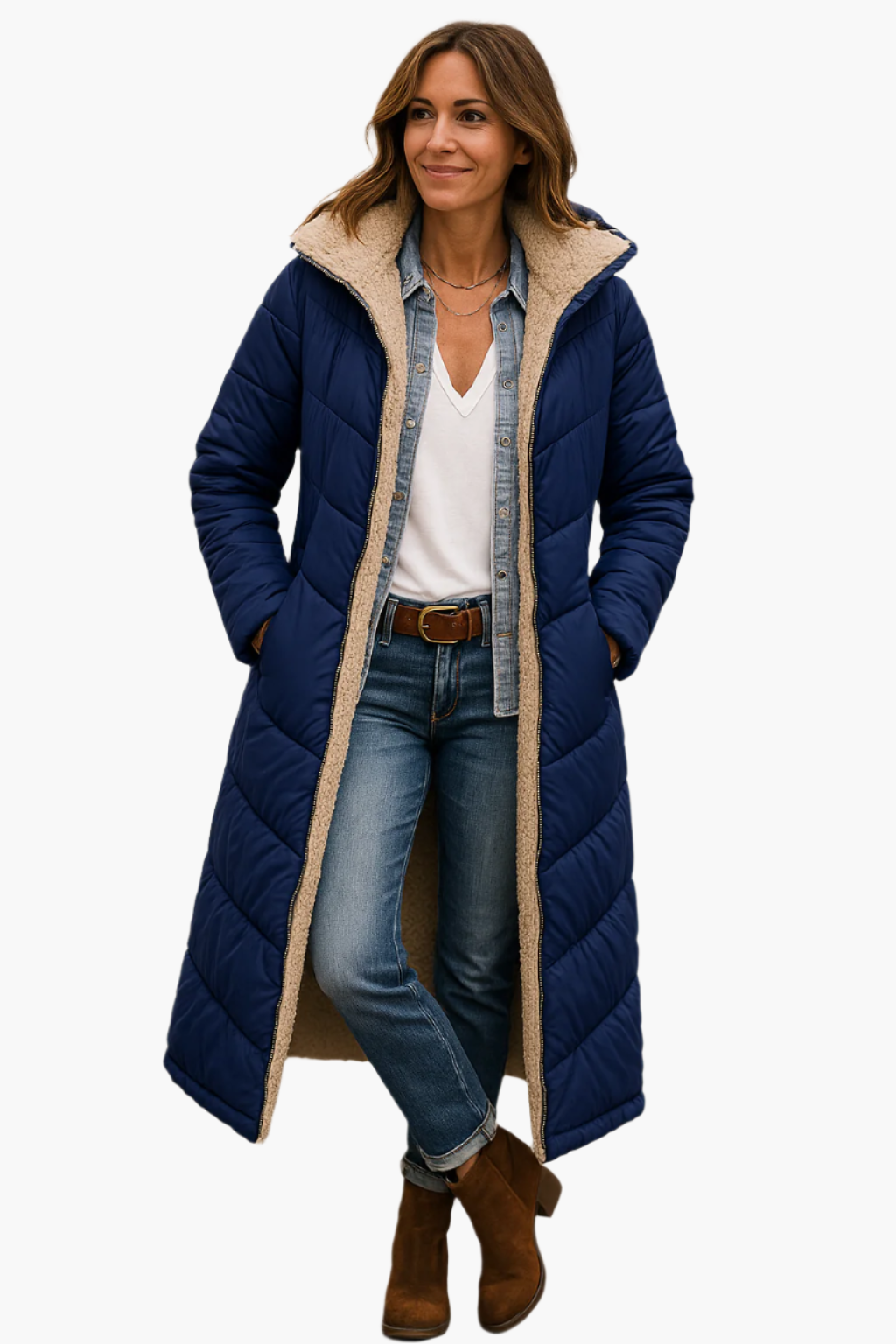 Quilted Fleece Lined Full-Length Puffer Coat for Women – Warmth And Cozy Comfort