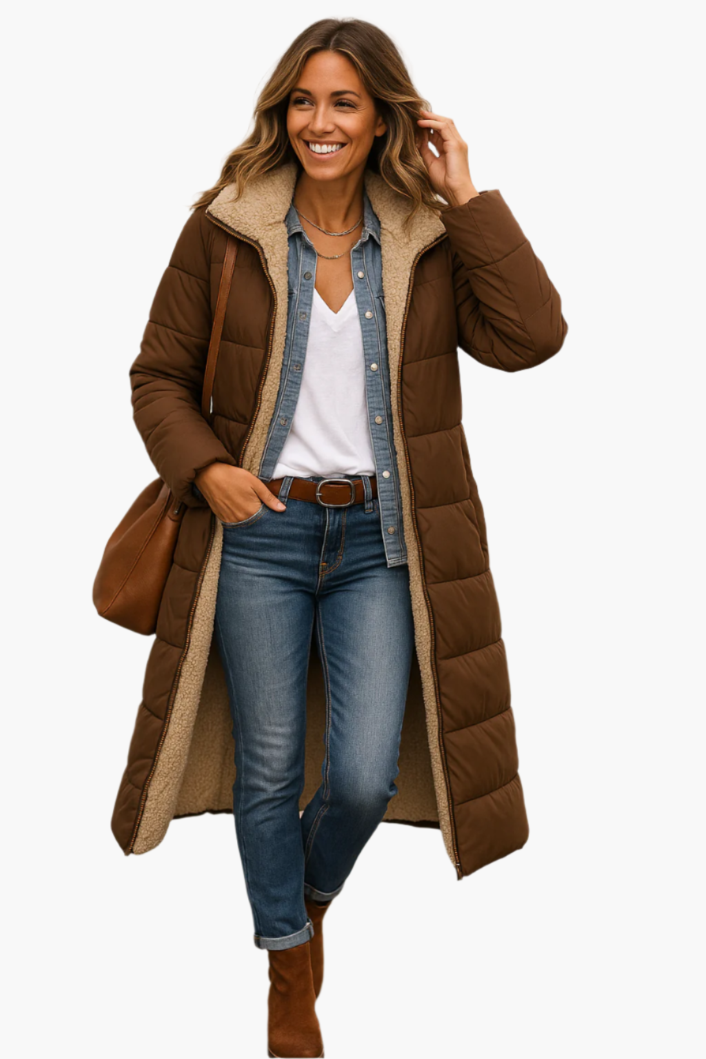 Quilted Fleece Lined Full-Length Puffer Coat for Women – Warmth And Cozy Comfort