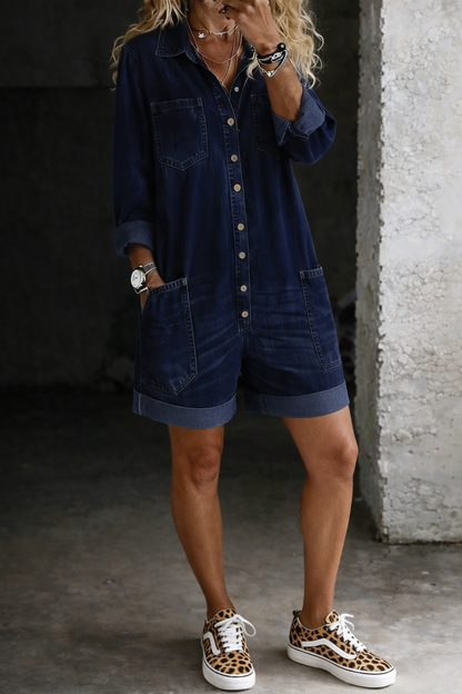 Brielle™ | Casual Denim Jumpsuit Shorts