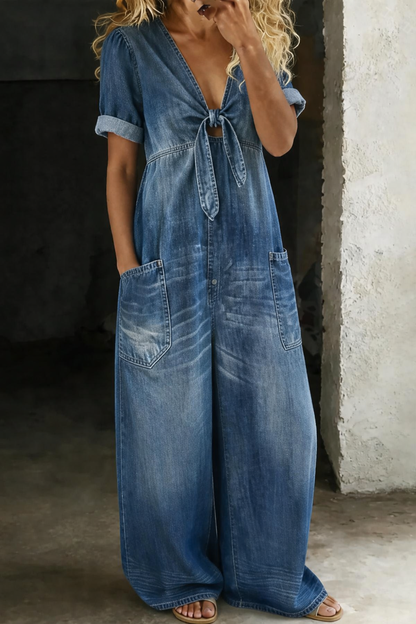 Mareale™ | V Neck Short Sleeve Jumpsuit