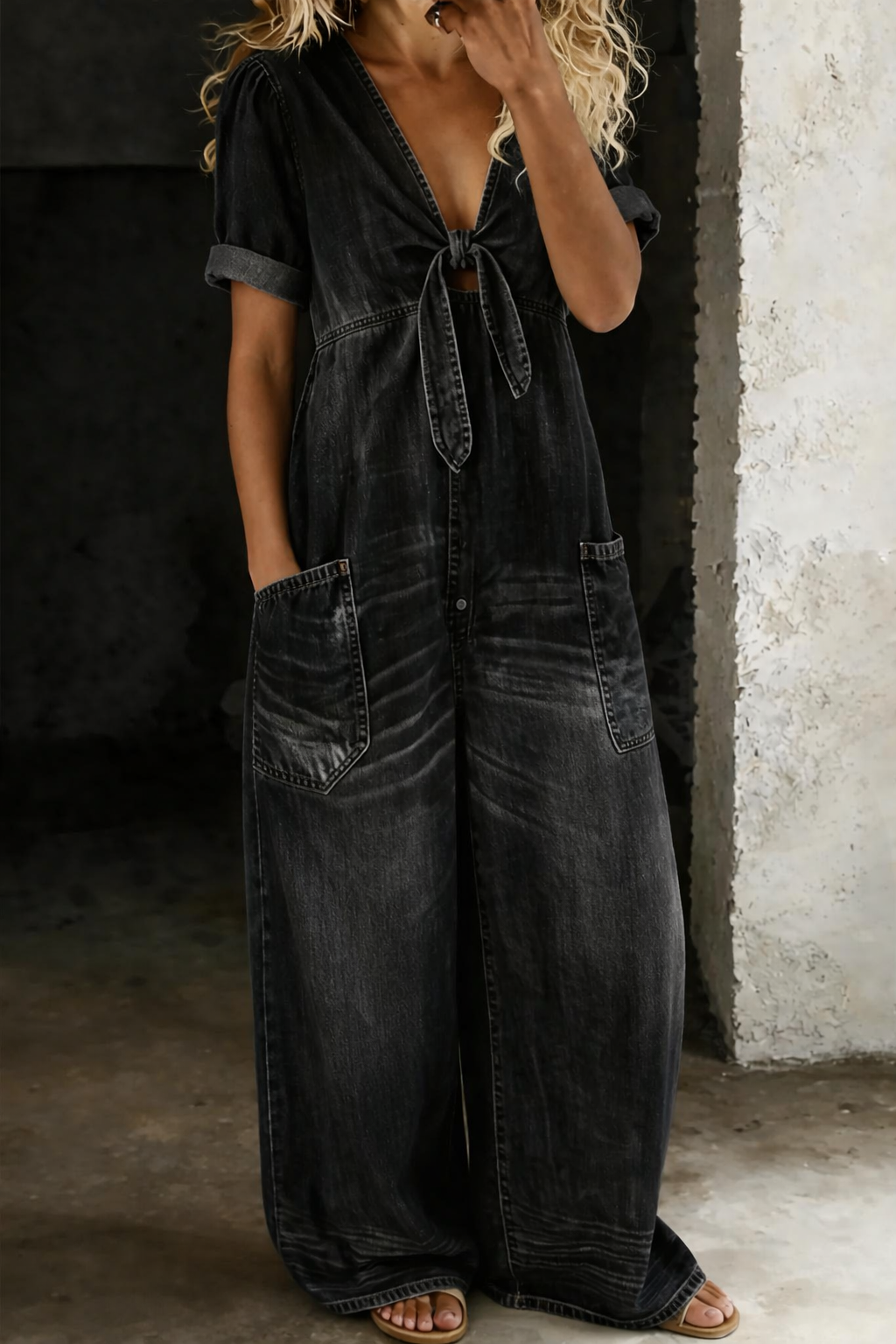Mareale™ | V Neck Short Sleeve Jumpsuit