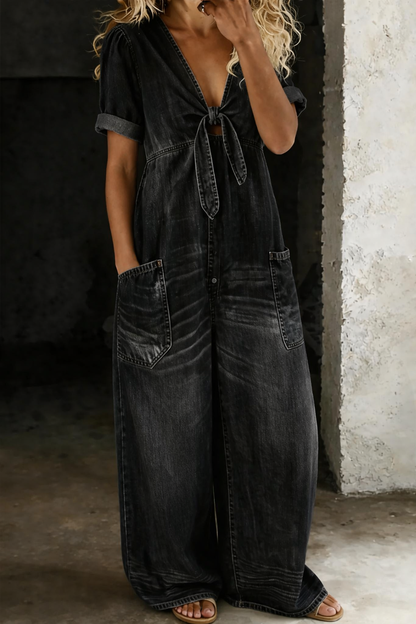 Mareale™ | V Neck Short Sleeve Jumpsuit