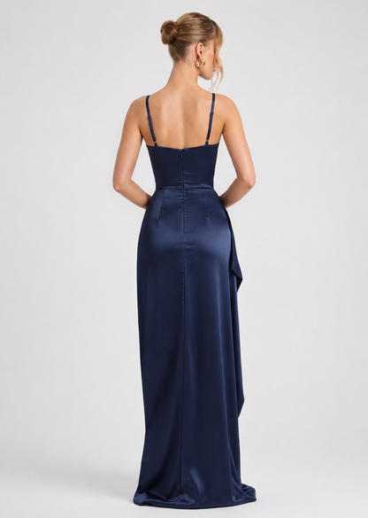 After Hours™ – Satin Crisscross Maxi Dress (Soft Glow Bold Night Energy)