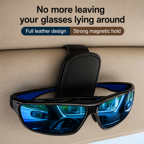 Magnetic Leather Car Sunglass Clip