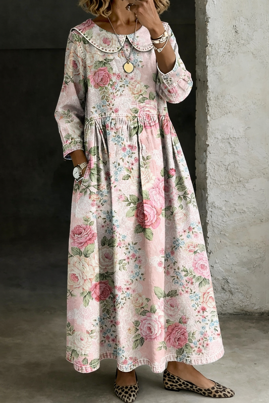 Bia™ | Floral Collar Denim Dress