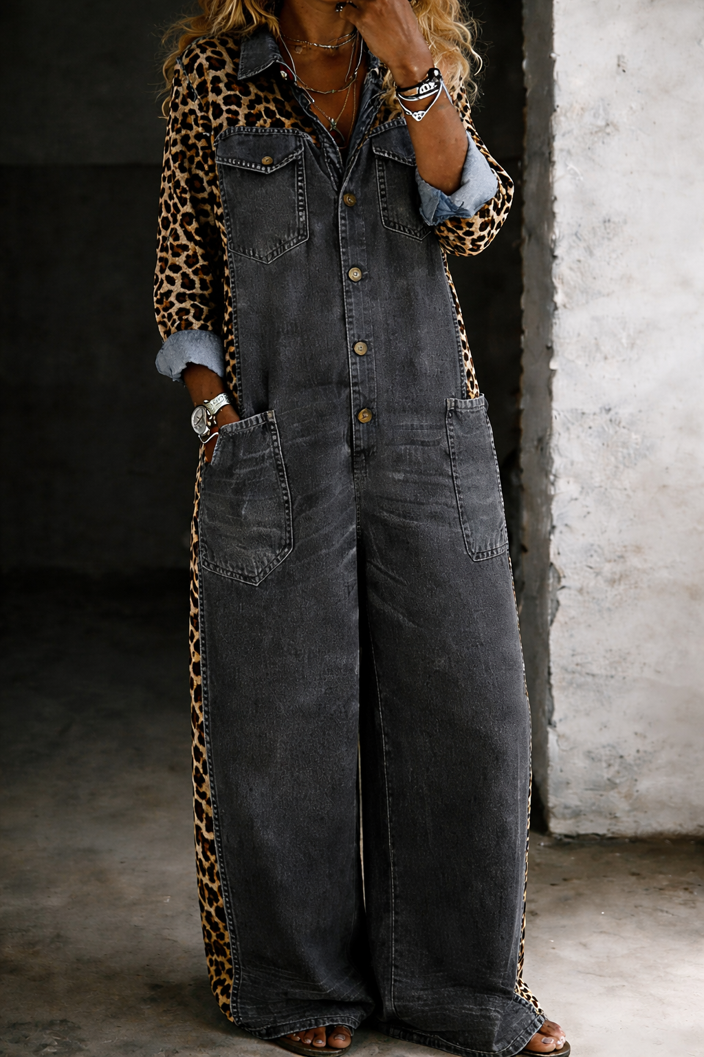 Amanda™ | One Piece Denim Shirt Jumpsuit