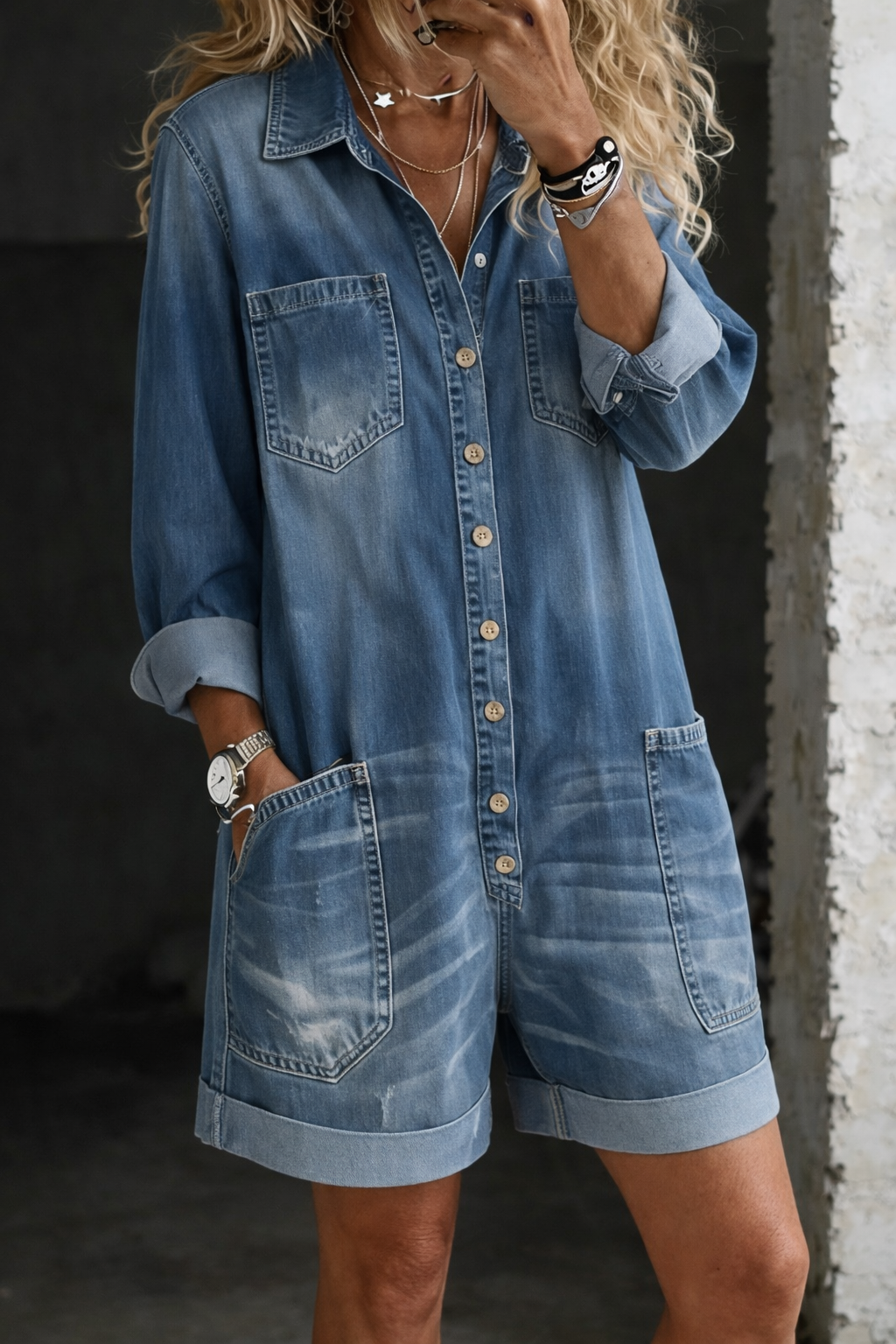 Brielle™ | Casual Denim Jumpsuit Shorts