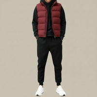 Steven | Mens Padded Gilet Vest with Stand Collar | Quilted Panels, Zip Pockets | Red, Black, Blue Sizes M-5XL