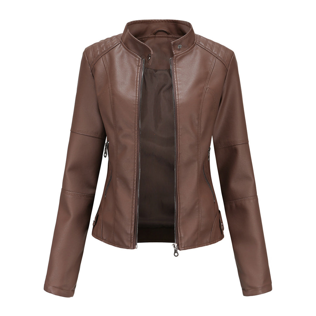 Women's Sleek Modern Jacket | Asymmetrical Zip, Adjustable Collar, Metallic Accents | 6 Colorways | S–3XL