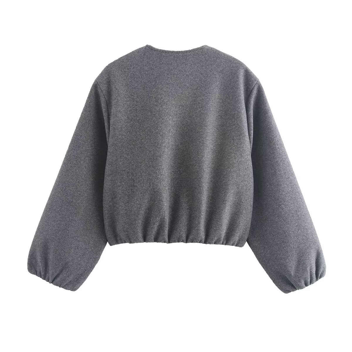 Renee Womens Cropped Bomber Jacket with Ribbed Hem and Cuffs