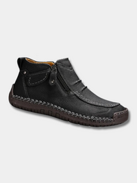 Carl | Mens Ankle Boots with Side Zip | Contrast Stitching, Treaded Rubber Sole | Black, Brown and More Sizes US 6-13