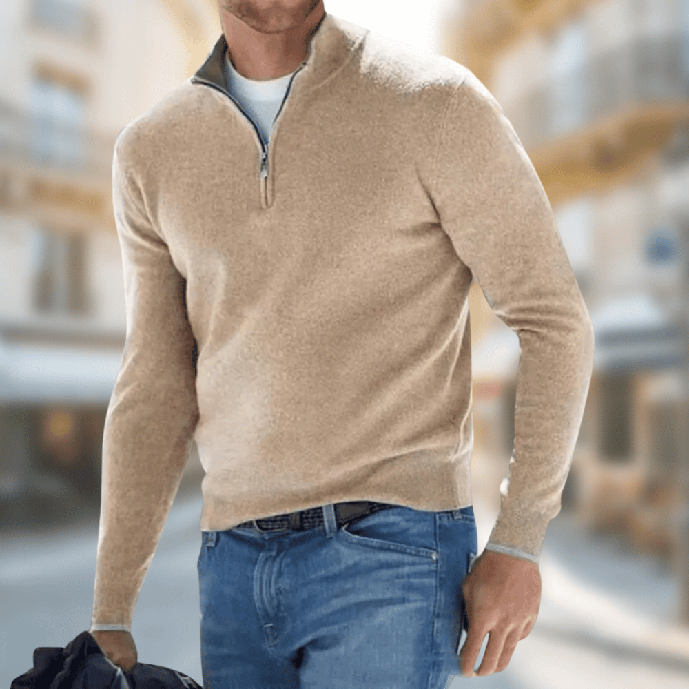 Roland | Herren Freizeitpullover mit Reißverschluss am Kragen — Zip-Collar Casual Knit in 8 Farben | Westmere