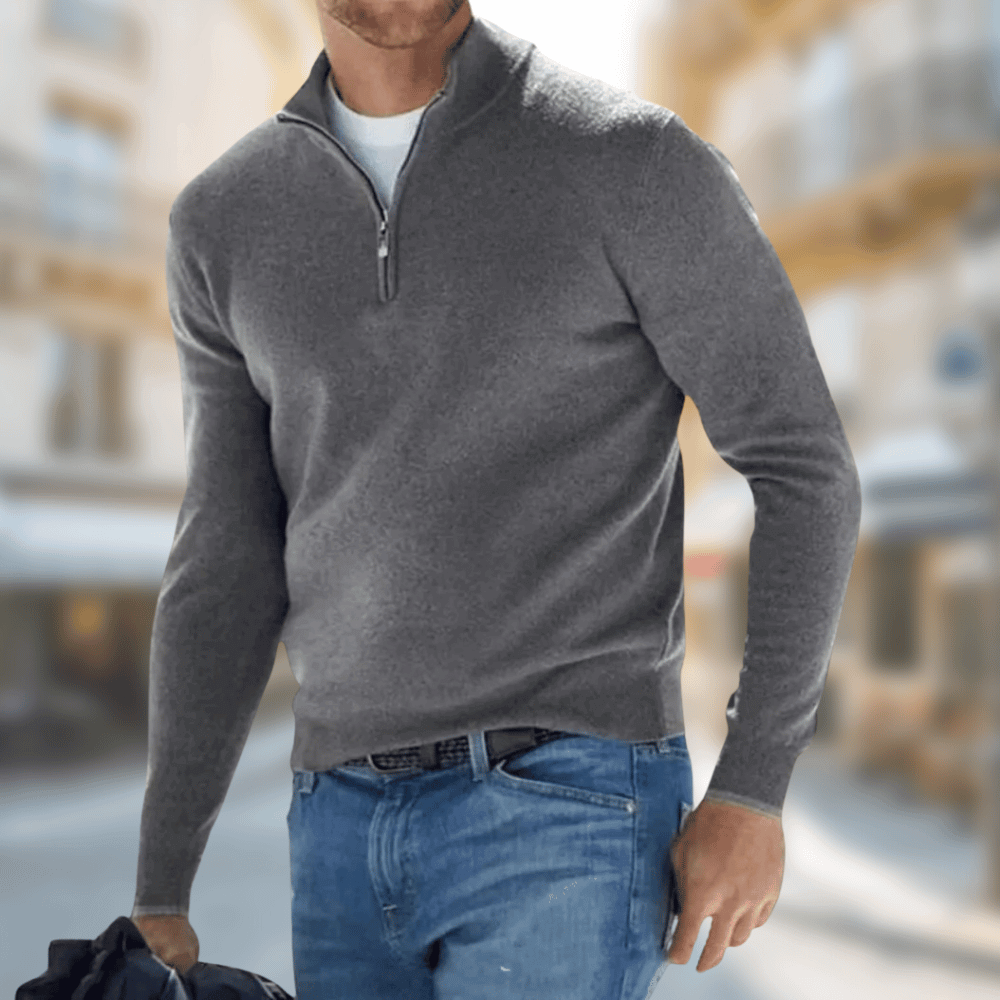 Roland | Herren Freizeitpullover mit Reißverschluss am Kragen — Zip-Collar Casual Knit in 8 Farben | Westmere