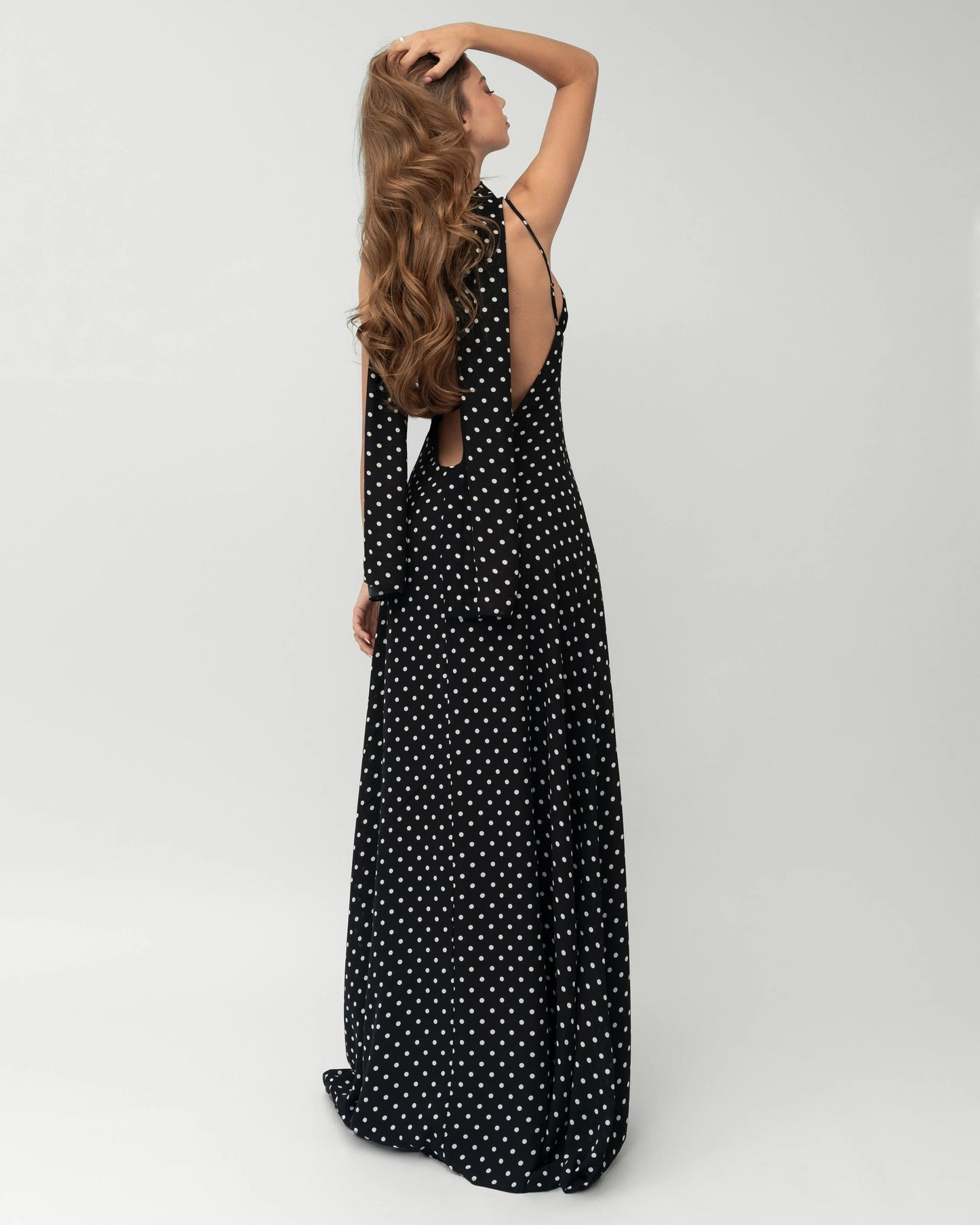 Midnight Muse™ – Polka Maxi Dress (Effortless Cool-Girl Elegance)