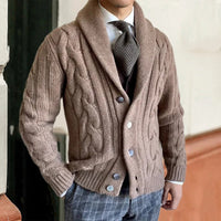 Étienne | Mens Warm Knit Cardigan Sweater | Thick Breathable Knit, For Fall and Winter | Khaki, Gray, Brown, Black M-2XL