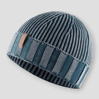 Luis | Mens Knitted Beanie with Vintage Knit | Cotton Blend, Distressed Finish | Blue, Beige and More One Size